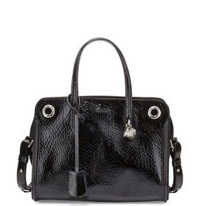 Alexander McQueen Black Patent Small Satchel